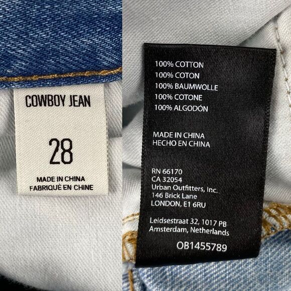 BDG Cowboy Straight Leg Tie-Dye Doodle Designs High Waisted Jeans | Size: 28 - Picture 15 of 16